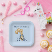 ウサギの金の風船 初めての誕生日  ペーパープレート (パーティー)