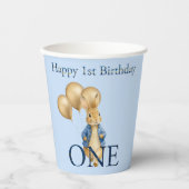 ウサギの金の風船 初めての誕生日  紙コップ (正面)