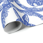 ウサギの青お洒落ヤナギ島 ラッピングペーパー (ロールコーナー)