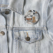 ウサギの食べ物のパンケーキ朝食 缶バッジ (インサイチュ)