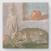 ウサギの食べ物のブドウのローマの絵画 ストーンコースター (正面)