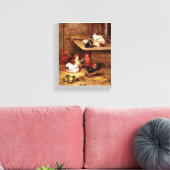 ウサギの鶏の農場絵画動物 キャンバスプリント (インサイチュ (リビング))