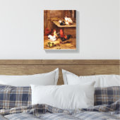 ウサギの鶏の農場絵画動物 キャンバスプリント (インサイチュ (寝室))