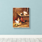 ウサギの鶏の農場絵画動物 キャンバスプリント (インサイチュ (ウッドフロア))