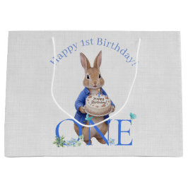 ウサギの1歳の誕生日ケーキ ラージペーパーバッグ