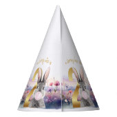 ウサギの2歳の誕生日 ピンクの風船ガム パーティーハット (裏面)