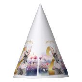 ウサギの2歳の誕生日 ピンクの風船ガム パーティーハット (正面)