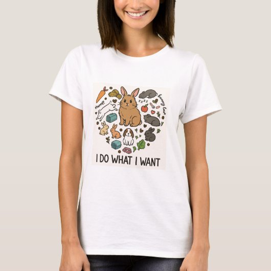 ウサギの"好きなことする"トートバッグ – 楽しいウサギ Tシャツ (正面)