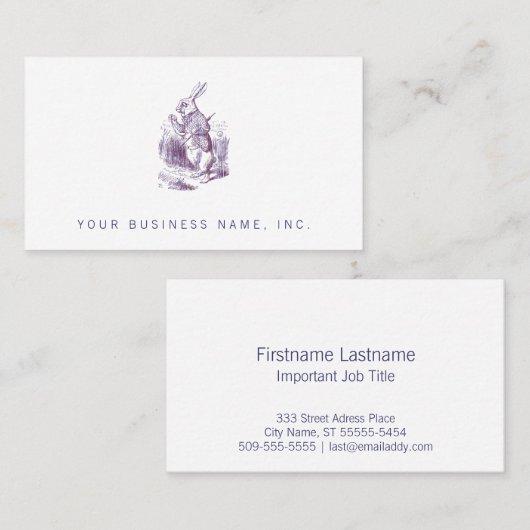 ウサギのLetterpessの白いスタイル 名刺 (正面/裏面)