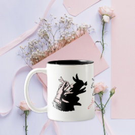ウサギはあなたが好き Some Bunny Loves Pun 黒と白の蝶 ツートーンマグカップ