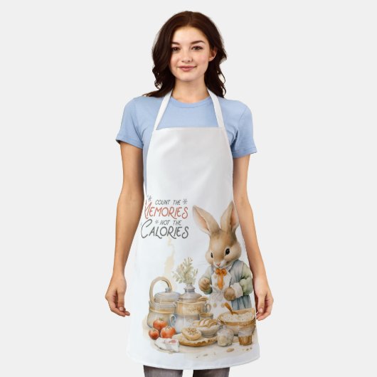ウサギはカロリーではなく思い出を数える エプロン (着用した状態)
