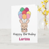 ウサギはバルーンカードで飛カラフルび上がる カード (黄色い花)