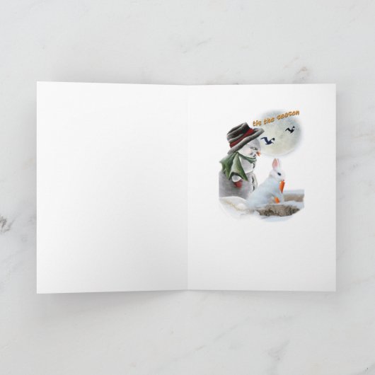 ウサギは雪だるまの鼻カードを食べます シーズンカード (内部)