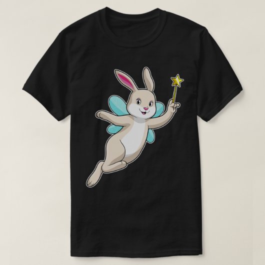 ウサギは魔法杖で妖精 Tシャツ (デザイン正面)
