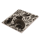 ウサギろうけつ染めの森林動物淡灰色褐色フローラ タイル (側面)