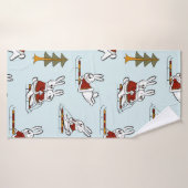 ウサギをそりに縫い違う目のない柄にする バスタオル (バスタオル)