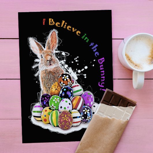 ウサギを信じてる! イースターウサギの卵 ノートカード