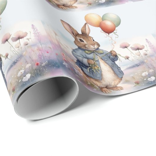 ウサギを気球でペテロする ラッピングペーパー (ロールコーナー)