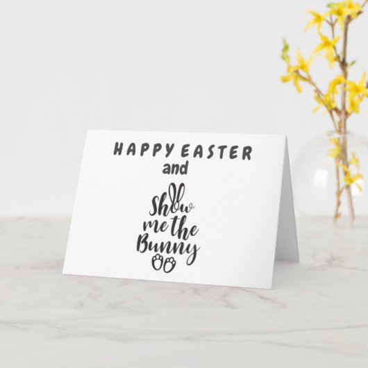 ウサギを見せて/ウサギ跳び **ハッピーイースター** カード (黄色い花)