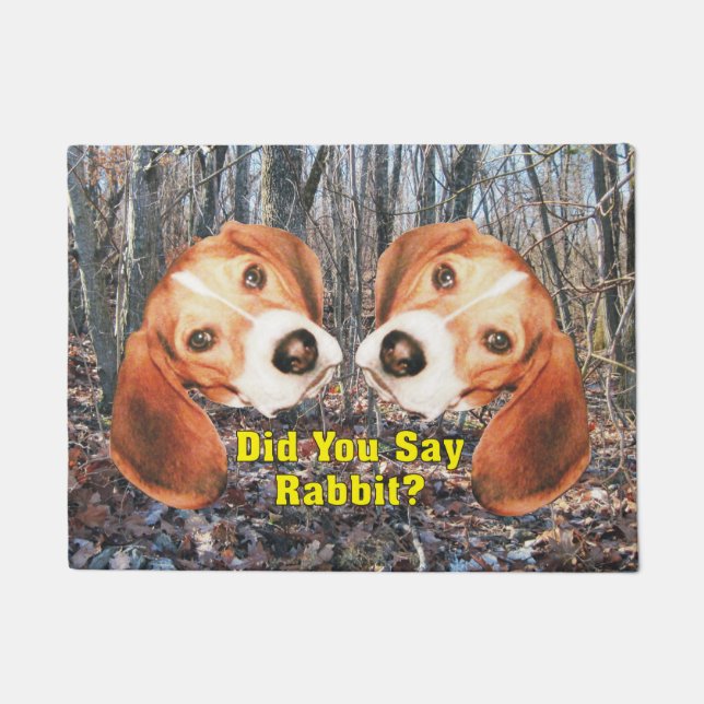 ウサギを言いましたか。 ビーグル犬のドア・マット ドアマット (正面)