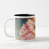 ウサギを食べ物を与えること ツートーンマグカップ (左)