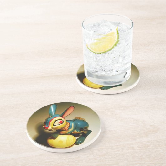 ウサギウサギ玩具イースターイエロー卵 コースター (側面)