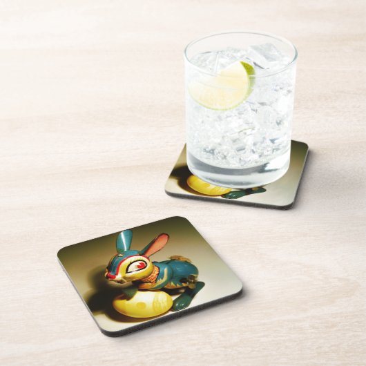 ウサギウサギ玩具イースターイエロー卵 コースター (右側)
