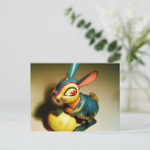 ウサギウサギ玩具イースターイエロー卵 シーズンポストカード (スタンド正面)