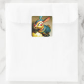 ウサギウサギ玩具イースターイエロー卵 スクエアシール (バッグ)