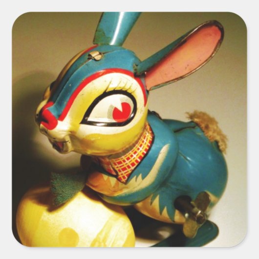 ウサギウサギ玩具イースターイエロー卵 スクエアシール (正面)