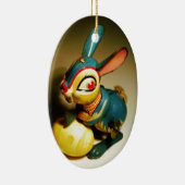 ウサギウサギ玩具イースターイエロー卵 セラミックオーナメント (右)