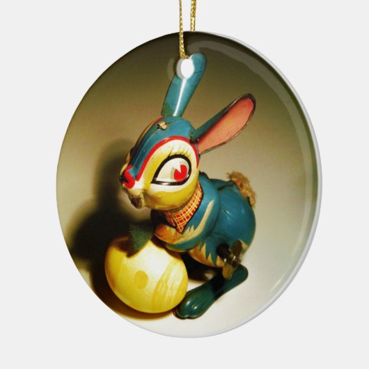 ウサギウサギ玩具イースターイエロー卵 セラミックオーナメント (左)