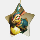 ウサギウサギ玩具イースターイエロー卵 セラミックオーナメント (左)