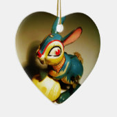 ウサギウサギ玩具イースターイエロー卵 セラミックオーナメント (右)