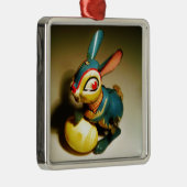 ウサギウサギ玩具イースターイエロー卵 メタルオーナメント (右)