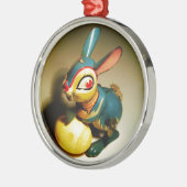 ウサギウサギ玩具イースターイエロー卵 メタルオーナメント (左)