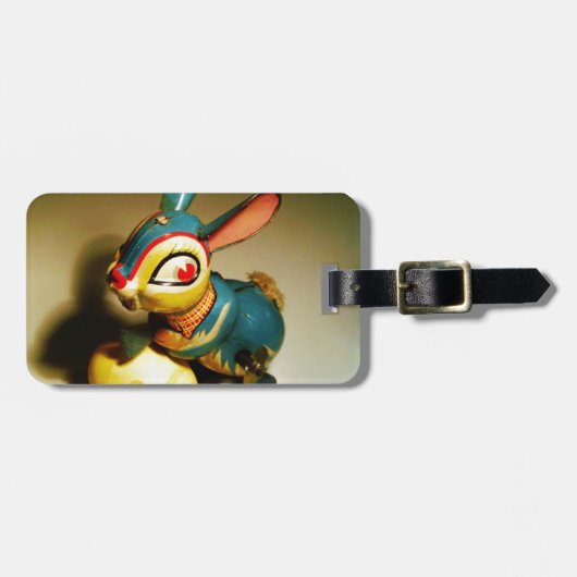 ウサギウサギ玩具イースターイエロー卵 ラゲッジタグ (正面横)