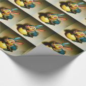 ウサギウサギ玩具イースターイエロー卵 ラッピングペーパー (角)