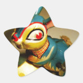 ウサギウサギ玩具イースターイエロー卵 星シール (正面)