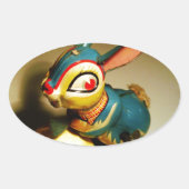 ウサギウサギ玩具イースターイエロー卵 楕円形シール (正面)