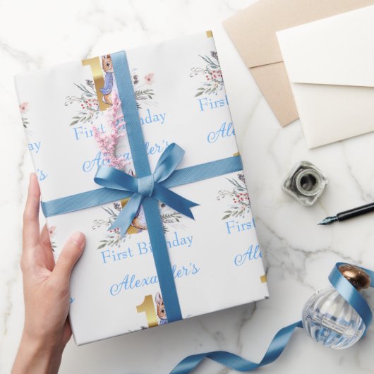 ウサギカスタムのピーター最初の誕生日 ラッピングペーパー (ギフト)