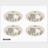 ウサギキス 楕円形シール (シート)