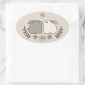 ウサギキス 楕円形シール (バッグ)