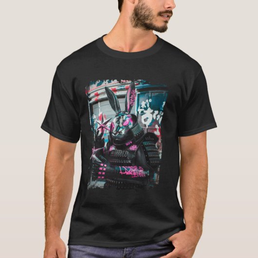 ウサギサムライサイバーパンク戦士 Tシャツ (正面)
