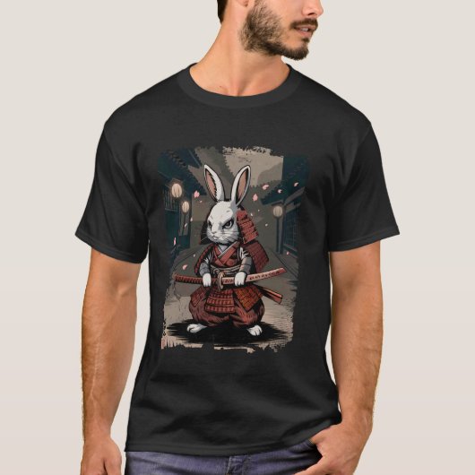 ウサギサムライ戦士デザイン Tシャツ (正面)