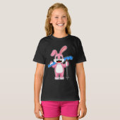 ウサギスキー スキーヤー スキーポール Tシャツ (正面フル)