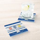 ウサギハッピーイースターエッグ狩り春モダンパーティー ガラスコースター (アングル)