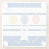 ウサギハッピーイースターエッグ狩り春モダンパーティー ガラスコースター (裏面)