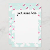 ウサギパーソナライズされたのノートカード サンキューカード (正面/裏面)