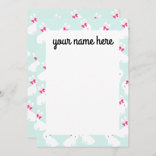 ウサギパーソナライズされたのノートカード サンキューカード (正面/裏面)